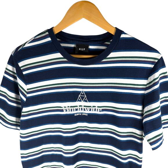 HUF Worldwide Multicolored Striped SS Top Men’s L - Skater Streetwear Casual Hip - Picture 4 of 15
